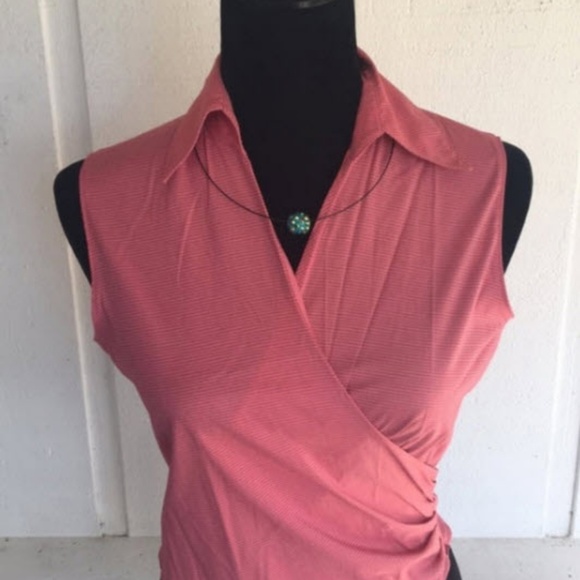 DONATED Anne Klein red stretch side zip crop top - Picture 2 of 7